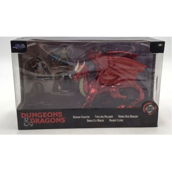 Dungeons & Dragons Die-Cast Figurine Set Human Fighter Dwarf Cleric Red Dragon